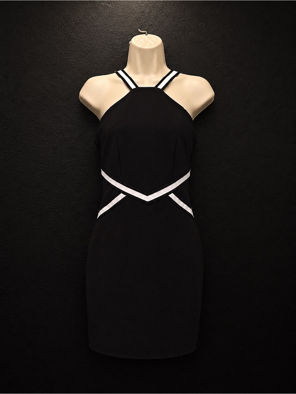 Emerald Sundae Black Mini Dress with White Trim